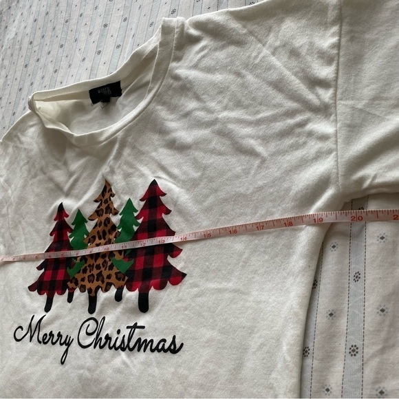 Modern Canvas long sleeve white Christmas Holidays Shirt Christmas Trees Small - Picture 8 of 8